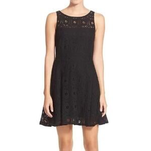 BB Dakota Renley Dress Women XS Black Lace Fit Flare Mini Party Evening Feminine